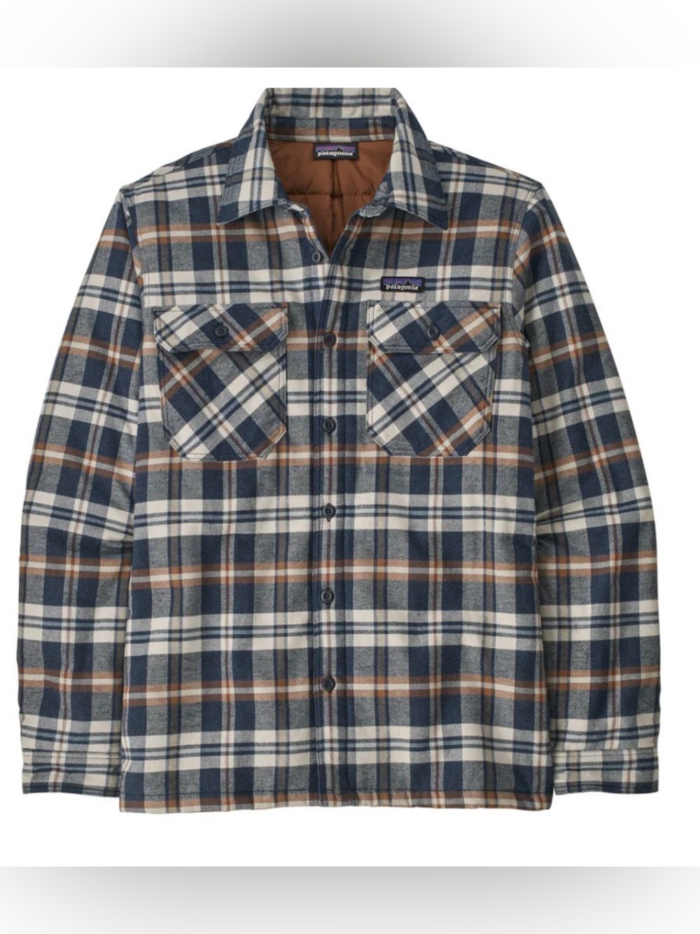 Patagonia Insulated Organic Cotton Midweight Fjord Flannel Shirt Navy Blue Small